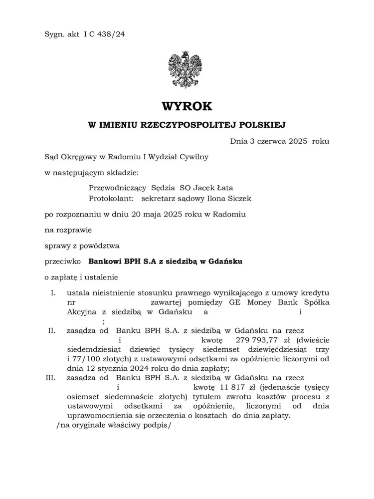 3-06-2025-wyroki-frankowe-Radom-bph-ustalenie-kredyty-frankowe-chf